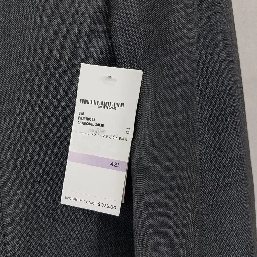 NWT Original Penguin Blazer Suit Jacket Wool Sport Coat Charcoal 42L Slim Long